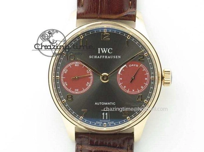 MIROTIME 0104 Unique Portuguese 40mm Chrono SS Map Dial on Black Leather Strap A 7393